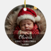 Décoration En Céramique First Christmas Baby Photo Name (Dos)