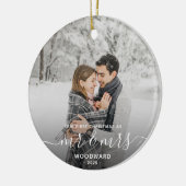 Décoration En Céramique First Married Christmas Custom Photo White Script (Gauche)