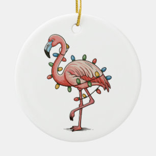 Décoration En Céramique Flamant Rose de Noël Lumières de Noël Fêtes