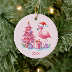 Décoration En Céramique Flamant rose mignon ajouter nom année