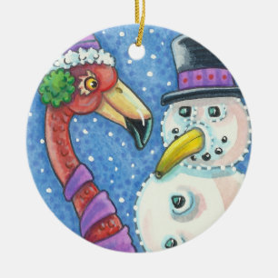 Décoration En Céramique Flamant rose ROSE CHRISTMAS CHRISTMAS ORNAMENT Rou