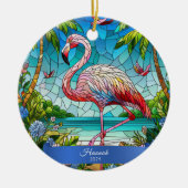 Décoration En Céramique Flamingo Stained Glass Look Personalized Tropical (Devant)