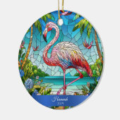 Décoration En Céramique Flamingo Stained Glass Look Personalized Tropical (Gauche)