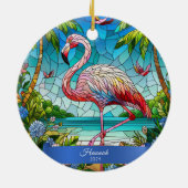 Décoration En Céramique Flamingo Stained Glass Look Personalized Tropical (Dos)