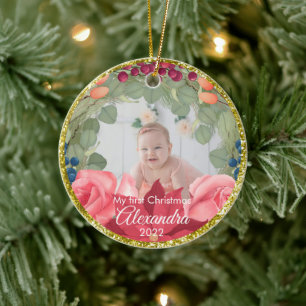 Décoration En Céramique Flamme de couronne de fleurs parties scintillant d