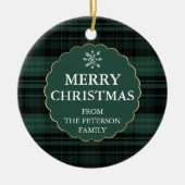 Décoration En Céramique Flannelle verte Rustique Joyeux Noël Photo (Devant)