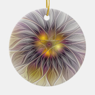 Décoration En Céramique Fleur colorée lumineuse, fractale moderne abstrait