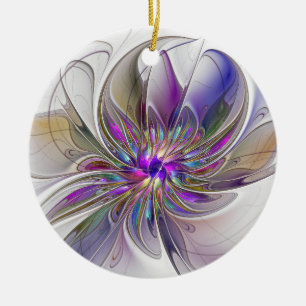 Décoration En Céramique Fleur d'art fractal abstrait énergique et coloré