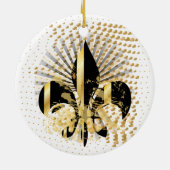 Décoration En Céramique Fleur de Lis/noir + or (Dos)