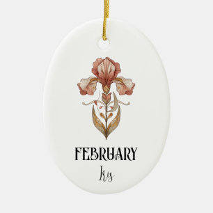 Décoration En Céramique Fleur de naissance d'Iris de février Art Nouveau A