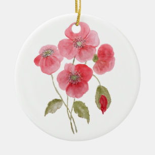 Décoration En Céramique Fleur de pavot à l'aquarelle