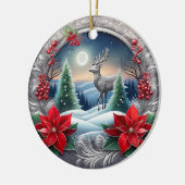 Décoration En Céramique Fleur de Poinsettia élégant renne argenté, Cerf (Gauche)