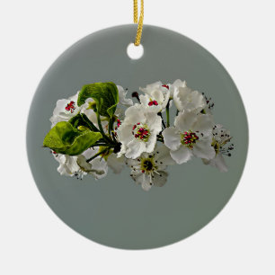 Décoration En Céramique Fleur de poires blanches