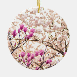 Décoration En Céramique Fleur de printemps rose pourpre en floraison