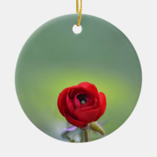 Décoration En Céramique Fleur de Renoncule Rouge