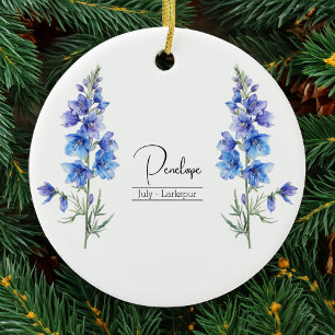 Décoration En Céramique Fleur du mois de naissance Juillet Larkspur