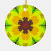 Décoration En Céramique Fleur rétro Mandala jaune orange et vert (Devant)