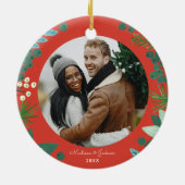 Décoration En Céramique Fleur rouge Nos premiers noël (Dos)