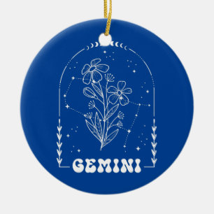 Décoration En Céramique Fleur signe du zodiaque Gémeaux juin astrologie