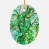 Décoration En Céramique FLEURS BLANCHES COEUR fuchsia rose vif (Devant)