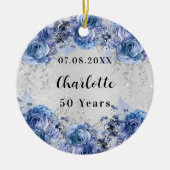 Décoration En Céramique Fleurs bleu argenté (Devant)