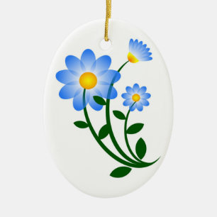 Décoration En Céramique Fleurs bleues