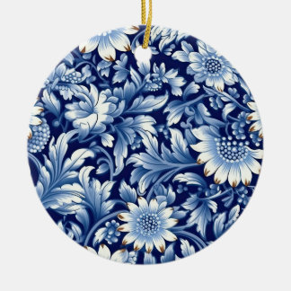 Décoration En Céramique Fleurs bleues Indigo