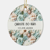 Décoration En Céramique Fleurs crème verte poussiéreuse nom d'anniversaire (Gauche)