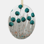 Décoration En Céramique Fleurs d'aquarelle turquoise et gris (Droite)