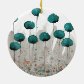 Décoration En Céramique Fleurs d'aquarelle turquoise et gris (Dos)