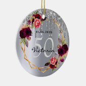 Décoration En Céramique Fleurs d'argent d'anniversaire parties scintillant (Droite)