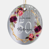 Décoration En Céramique Fleurs d'argent d'anniversaire parties scintillant (Gauche)