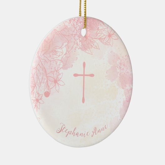 Décoration En Céramique Fleurs de communion Aquarelles roses (Droite)