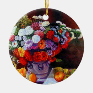 Décoration En Céramique Fleurs de Monet et fruits