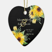 Décoration En Céramique Fleurs de soleil aquarelle sur mariage noir (Gauche)