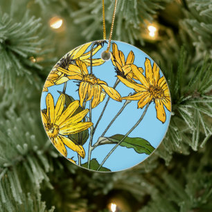 Décoration En Céramique Fleurs de soleil Art Nouveau