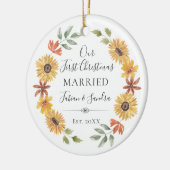 Décoration En Céramique Fleurs de soleil élégantes Notre premier Noël Mari (Gauche)