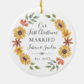 Décoration En Céramique Fleurs de soleil élégantes Notre premier Noël Mari (Dos)