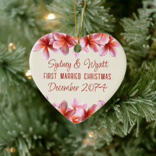 Décoration En Céramique Fleurs hawaïennes Premier Noël Marié