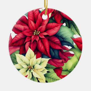 Décoration En Céramique Fleurs Poinsettia