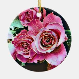 DÉCORATION EN CÉRAMIQUE FLEURS ROSES ROSES ROSES ROSES