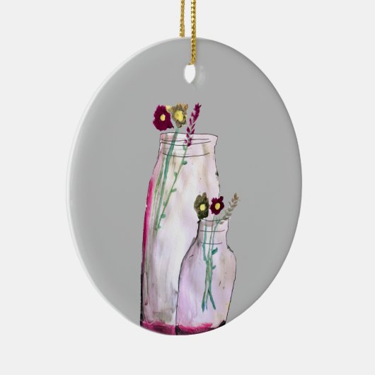 Décoration En Céramique Fleurs sauvages d'aquarelle Whimsical en vase (Droite)