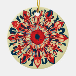 Décoration En Céramique FLEURS SUN Abstraites - bleu rouge + votre backgr.