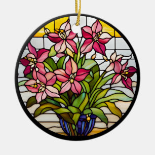 Décoration En Céramique Fleurs sur verre tendu
