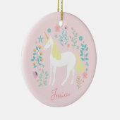 Décoration En Céramique Fleurs Unicorne rose pâle Personnalisé (Droite)