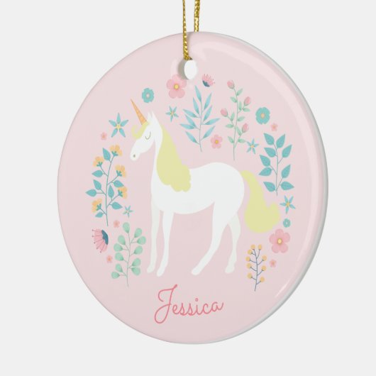 Décoration En Céramique Fleurs Unicorne rose pâle Personnalisé (Gauche)