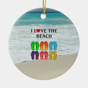Décoration En Céramique Flip Flops Beach Love, design coloré,