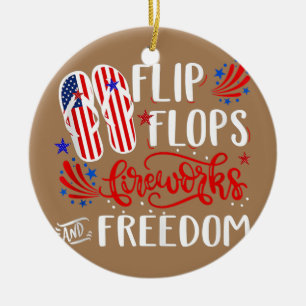Décoration En Céramique Flip Flops Feu D'Oeuvre Et Liberté 4 juillet
