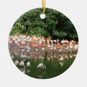 Décoration En Céramique flock de flamant rose bonne chance