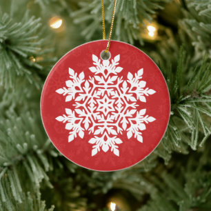 Décoration En Céramique Flocon de neige blanc élégant (cranberry)